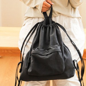 Sac à dos simple à cordon de serrage, grande capacité, léger, unisexe, sac de voyage, couleur unie, sangle en corde, gris, vert, noir, blanc, printemps - Product Image 3