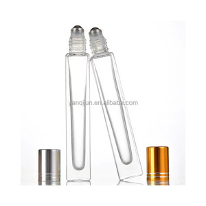 Flacons de parfum cylindriques ronds transparents de 10 ml à paroi épaisse et fond carré, flacons en verre à bille pour huiles essentielles - Product Image 3