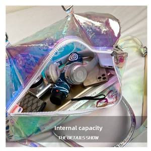 Custom Logo PVC Travel Luggage Bag Large Capacity Sports Fitness Transparent Travel Bags Tote Holographic <b>for</b> <b>Women</b> - Product Image 6