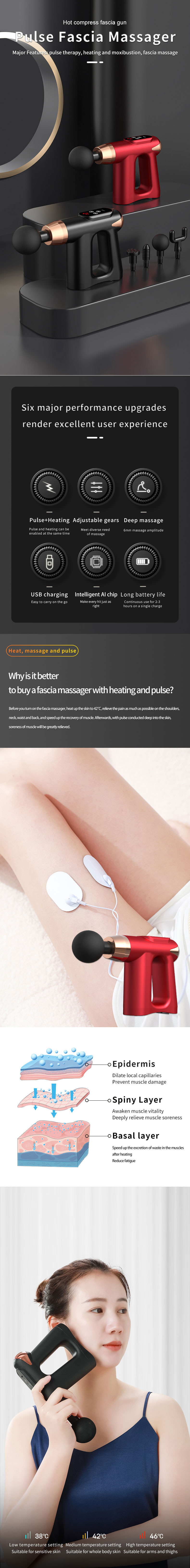 Mini Muscle Vibration Sports Deep Tissue Muscle Fascia Percussion Ems Therapy Powerful Heating Massager For Face And Body Use