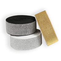 Bandes élastiques scintillantes à coudre Élastique souple à ruban doré et argenté Ceinture élastique