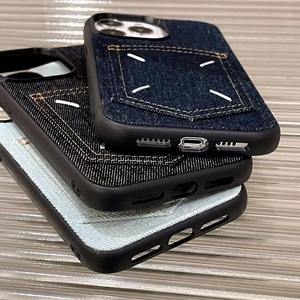 Luxe Denim Tissu Titulaire De La Carte Portefeuille Téléphone étui pour iphone 13 14 15 16 17 <span class=keywords><strong>Pro</strong></span> Max 17 Air Mode Couverture de Téléphone pour Hommes et Femmes - Product Image 4