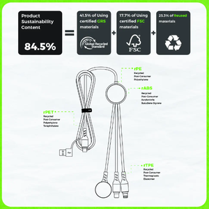 Câble de charge sans fil en aluminium 6-en-1 pour Apple Watch iPhone USB-C Light Up 120cm Eco Smartwatch - Product Image 3