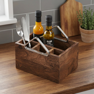 Super Selling Wooden Eco-Friendly Waterproof Portable Barware & Tableware Storage Caddy-Durable Vintage Kitchen Organizer - Product Image 1