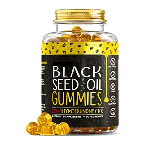 Label Pribadi Gummies Minyak Biji Hitam Antioksidan Super dengan Madu & Cuka Apel & Pil Pembakar Lemak Biotin Penurun Berat Badan