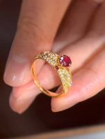 Bague RUBIS Rouge Sang Pigeon de Luxe Léger Bague Femme Exquise Or 18K Plein Diamant Bagues de Fiançailles de Mariage pour Cadeau de Petite Amie