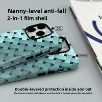 Étui en film texturé tressé pour la série 17 - Vert INS, magnétique 2-en-1, protection intégrale antichoc pour 16/15