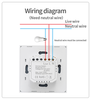 Interrupteur mural tactile intelligent Tuya ZigBee avec variateur de luminosité, compatible LED, contrôle à distance via application