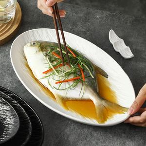 Platos <span class=keywords><strong>de</strong></span> cerámica extragrandes con diseño minimalista para servir pescado al vapor para uso en restaurantes - Product Image 3