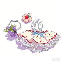 Chasingbeauty Animal Crossing Peluche Super Douce Rembourrage Coton PP Robe à Pois Orange Dentelle Cheveux Fraise Fleur