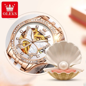 Reloj OLEVS 6622 de Lujo para Mujer, Elegante, Automático, Mecánico, con Esfera de Mariposa con Diamantes, Resistente al Agua, en Caja de Regalo - Product Image 2