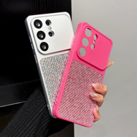 Casing Ponsel Mewah Berlian Hitam Putih Pink Ungu Berkilau untuk Samsung S26 Ultra S25 FE S24 S23 S22 Fashion Girl Glitter Cover
