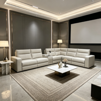 Canapés d'angle inclinables électriques en cuir véritable italien avec haut-parleurs et fonction extensible pour salon et home cinéma