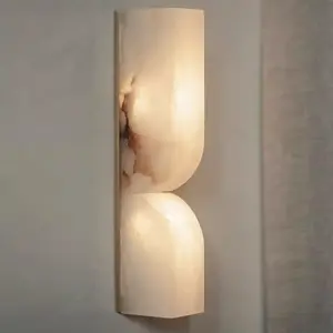 Wholesale Modern Marble Wall Lamp For Bedroom Bedside Living Room Mirror Background Sunken Alabaster Creative Luxury Wall Light