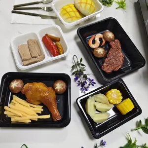Plateau d'emballage alimentaire en plastique CPET jetable Plateaux d'emballage pour viande et légumes Plateaux alimentaires en plastique jetables