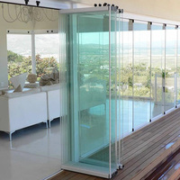 Porte pliante coulissante d'entrée en verre de balcon Porte-fenêtre sans cadre en verre d'aluminium