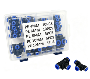 Kit de raccords pneumatiques en PE assortis, multi-tailles, à branchement rapide pour ligne de compresseur d'air - Product Image 1