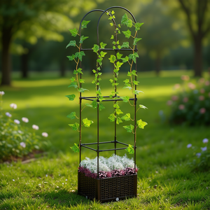 Fioriera Rettangolare Autoirrigante Marrone con Struttura in Metallo da 6 Piedi, Stile Moderno, per Esterni - Product Image 2