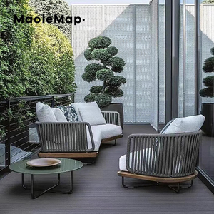 Gỗ Tếch ghế sofa ngoài trời sân mây chống nắng không thấm nước ghế mây ban công giải trí ghế sofa gỗ rắn Bàn cà phê đơn Bắc Âu - Product Image 6