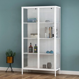 Mueble nórdico moderno para restaurante, armario de almacenamiento de <span class=keywords><strong>vajilla</strong></span> de Hotel y Buffet, aparador de vidrio de acero inoxidable - Product Image 3