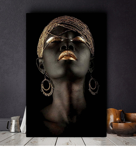 Tableau mural pour salon, peinture sur toile de femme africaine noire contemplative, affiches et impressions scandinaves - Product Image 2