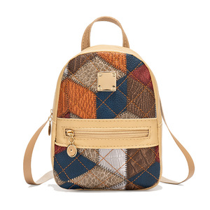 2025 <strong>Women</strong> <strong>Backpack</strong> Vintage Geometric Pattern <strong>Backpacks</strong> Portable <strong>Small</strong> Schoolbag Shoulder Bag Students Mini Patchwork <strong>Backpack</strong> - Product Image 3