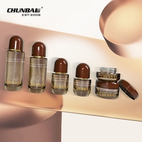 Ensemble de contenants pour soins de la peau en verre brun personnalisables avec des pots et des flacons d'huile, bouchon en plastique, emballage pour crème pour les yeux