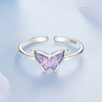 Bague ouverte en argent sterling 925 incrustée de zircone, motif fleur d'iris et papillon, plaquée or, bijoux exquis et élégants pour femmes, parfaits pour les mariages et les fêtes