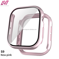 NEXVOGUE Casing Olahraga & Fashion Anti Gores Anti Sidik Jari Kaca Tempered PC Ultra Keras Hitam untuk Jam Tangan 38-46Mm