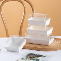 Boîte d'emballage pour sandwich chaud, épaisse, transparente, en plastique PET de qualité alimentaire, forme carrée/rectangulaire, modèle personnalisable X266