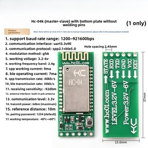 HC-<span class=keywords><strong>04</strong></span> โมดูลสองโหมด <span class=keywords><strong>SPP</strong></span> 2.1 มาสเตอร์-สเลฟ ออลอินวัน BLE 5.0 การส่งข้อมูลแบบโปร่งใสความเร็วสูงแบบไร้สาย - Product Image 2