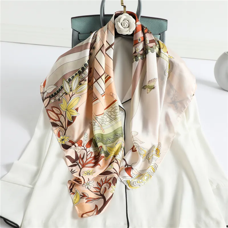 럭셔리 브랜드 실크 스카프 여름 새로운 여성 스카프 shawls 및 랩 표범 인쇄 hijab 스카프 숙녀 pashmina foulard femme 스톨