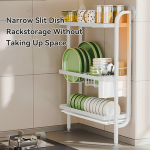 Ustensiles de cuisine 2 carreaux égouttoir multifonctionnel support debout étagère de rangement égouttoir ménager égouttoir <span class=keywords><strong>à</strong></span> vaisselle - Product Image 3