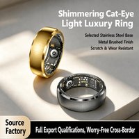 Bague connectée SY15 : Suivi de la fréquence cardiaque, de la variabilité de la fréquence cardiaque (VFC) et du cycle menstruel, étanche IP68, contrôle gestuel, en acier inoxydable brossé, portable