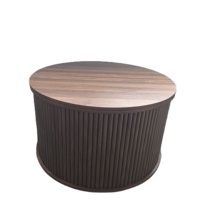 Tables basses de rangement BSCI-FSC en gros, design cannelé moderne, bureau en bois rustique à 2 niveaux, montage facile, pliable, écologique