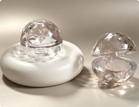 Contenant de Rouge à Lèvres Sphérique Entièrement Transparent en Cristal Haut de Gamme, Pot à Gloss ou Masque Lèvres en ABS avec Couvercle à Vis UV / Maille de Soie