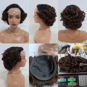 28$ Promotion Letsfly 5x5 Glueless Lace Closure 12in Loose Curly Wig 100% Virgin Human Hair 10A Black <b>Brown</b> Color - Product Image 5