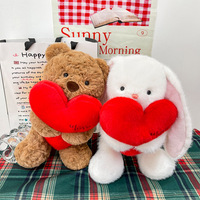Nouvelle Peluche Lapin Cœur Rouge Réaliste, Ours en Peluche, Lapin Blanc pour Pâques, Cadeau Mignon pour Enfants, Doux et Adorable