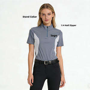 Camisa ecuestre única ARLAN para mujer, polo ecuestre de manga corta, ecuesterismo - Product Image 1