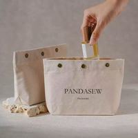 Pochette en toile de coton personnalisée, sac de rangement portable avec bouton-pression pour soins de la peau, parfums, bijoux