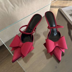 35-43 Bow Slingback Talon <b>Red</b> Color Trending 2025 Women Low <b>Heels</b> for Ladies Shoes - Product Image 2