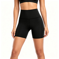 Shorts cyclistes taille haute élastiques sans coutures pour femmes avec poches, contrôle du ventre de 5 pouces, pour l'entraînement, le yoga et le sport