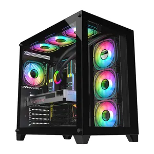 Completa Desktop Gaming Tower PC com caixas ATX alumínio cartão gráfico caso LED luz RGB ventilador fácil acesso porta frontal USB 3.0