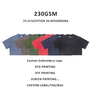 Camiseta Corta Oversize de Moda Verano 2025 para Mujer, Camisetas Personalizadas con Estampado para Chicas, 230gsm, Estilo Vintage con Lavado Ácido - Product Image 4