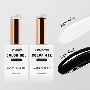 <span class=keywords><strong>Vernis</strong></span> <span class=keywords><strong>à</strong></span> ongles en gel UV <span class=keywords><strong>semi</strong></span>-<span class=keywords><strong>permanent</strong></span> super noir et blanc <span class=keywords><strong>à</strong></span> haute pigmentation pour manucure française - Product Image 3