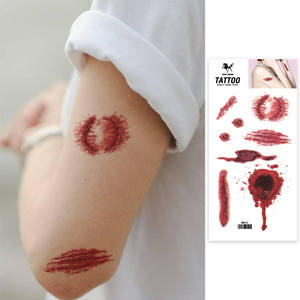 2025 nuevas pegatinas populares de <span class=keywords><strong>tatuaje</strong></span> de Halloween puntadas de herida cicatriz efectos especiales maquillaje tatuajes temporales impermeables - Product Image 1