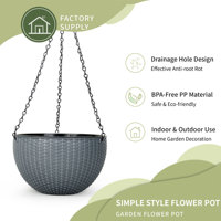 Pot suspendu double compartiment auto-arrosant en plastique avec trou de drainage, capacité 1,28 L, pour usage intérieur/extérieur dans la maison ou le jardin