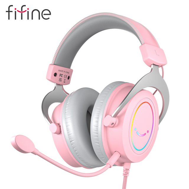 For H3 Stylish Over-Ear Wired Gaming Headset USB RGB Lighting ENC Noise Cancellation Microphone for PC/PS4/PS5/Xbox/Nintendo