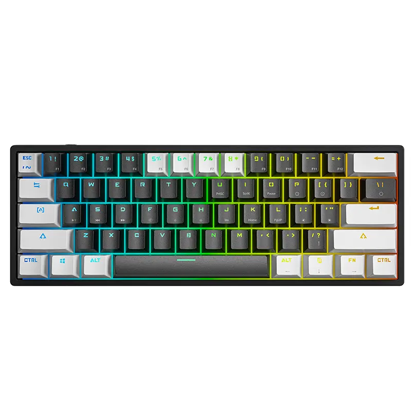 Zuurdesem K620 61 Toetsen Abs Keycaps True Mechanisch Toetsenbord Usb Ademhalingslicht Gaming Toetsenbord