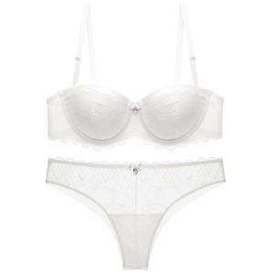 Set Intimo Donna Maturo all'Ingrosso, <span class=keywords><strong>Reggiseno</strong></span> Push-up con Coppe a Mezza Coppa Convertibili e Perizoma, Lingerie Elegante per Sposa - Product Image 3
